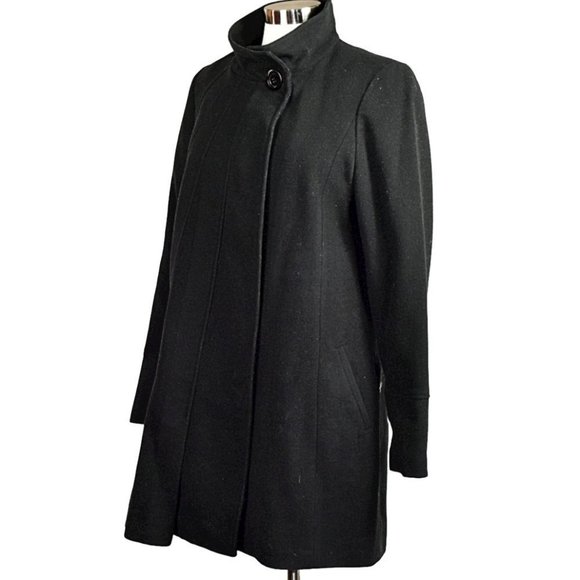 Kristen Blake Black Virgin Wool/Cashmere Blend Pleated Swing Coat - Picture 5 of 11